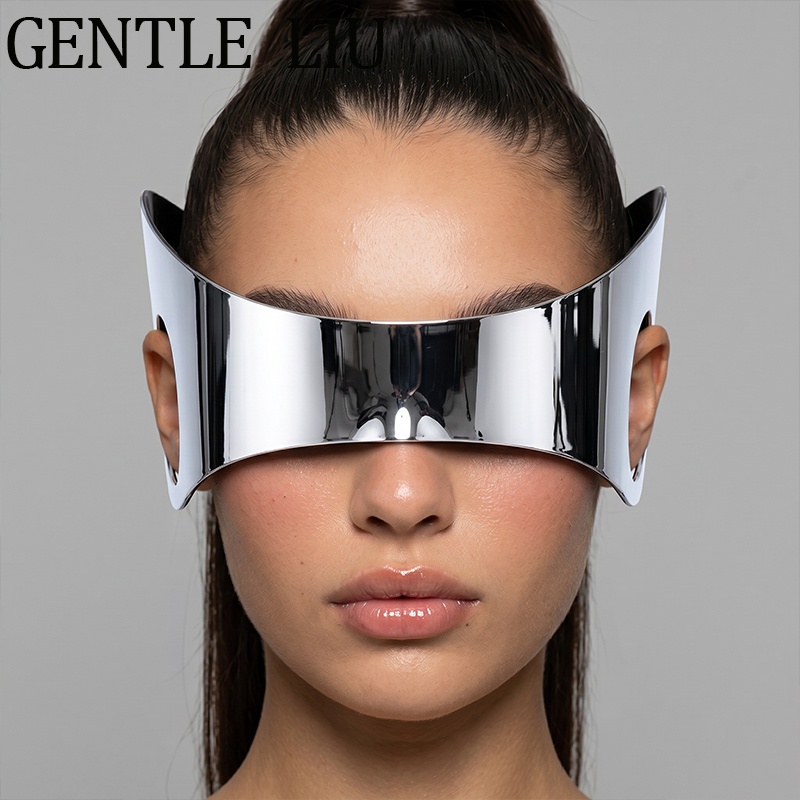 Streetwear Brand Y2K - Steampunk One-Piece Shield Sunglasses Women 2026